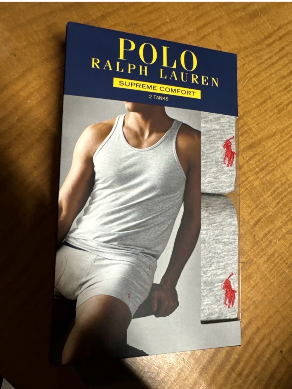 Polo by Ralph Lauren Gray Tank & Briefs Set with Red Pony Detail
